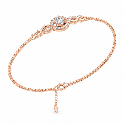 Eternal Halo Rose Gold Plated 925 Sterling Silver Bracelet
