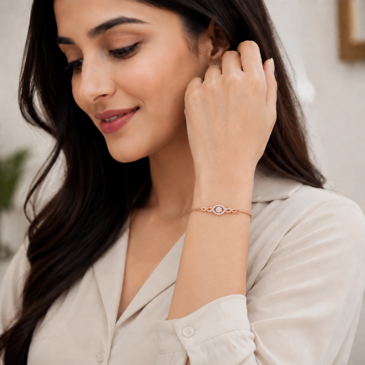 Eternal Halo Rose Gold Plated 925 Sterling Silver Bracelet