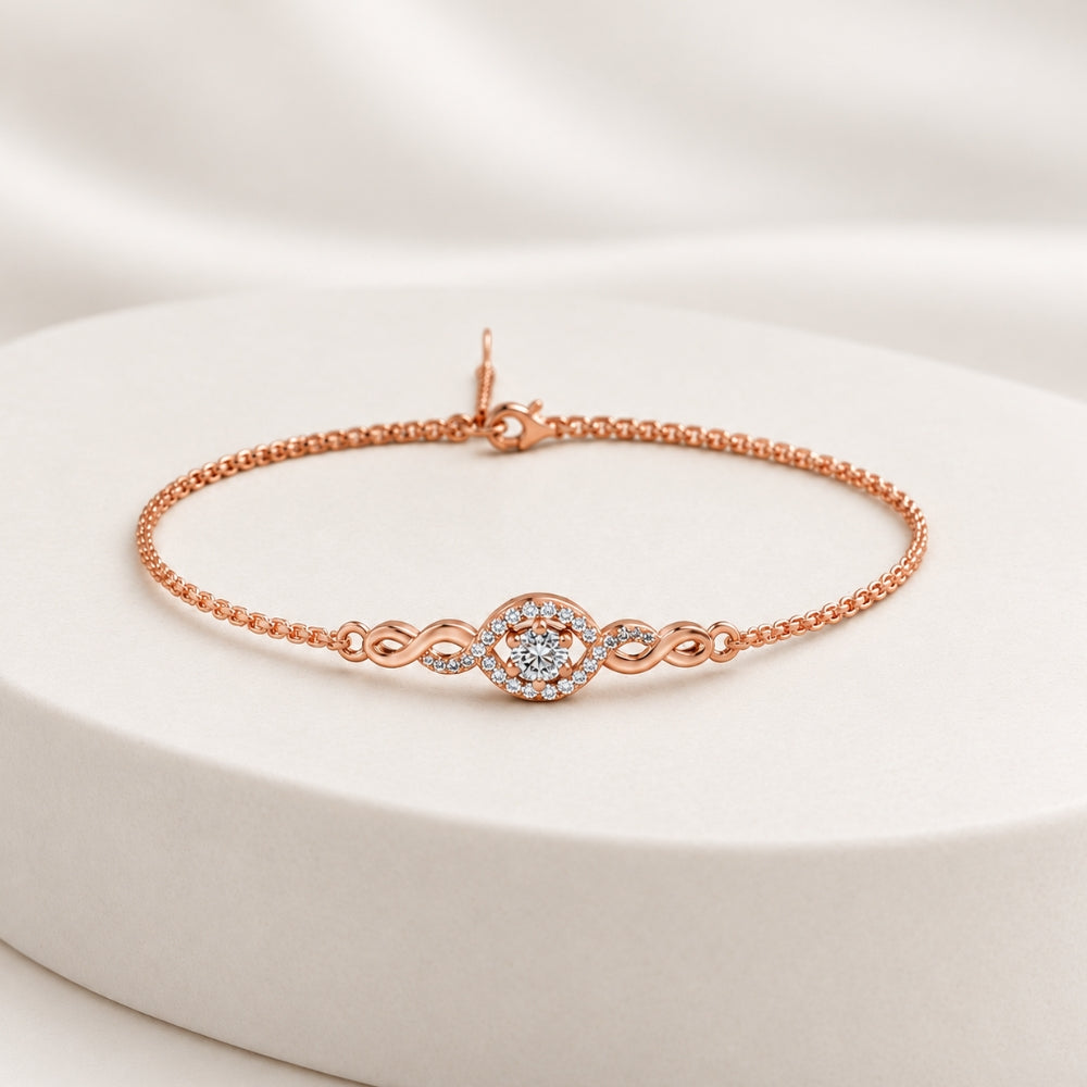 Eternal Halo Rose Gold Plated 925 Sterling Silver Bracelet