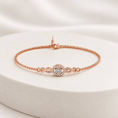 Eternal Halo Rose Gold Plated 925 Sterling Silver Bracelet