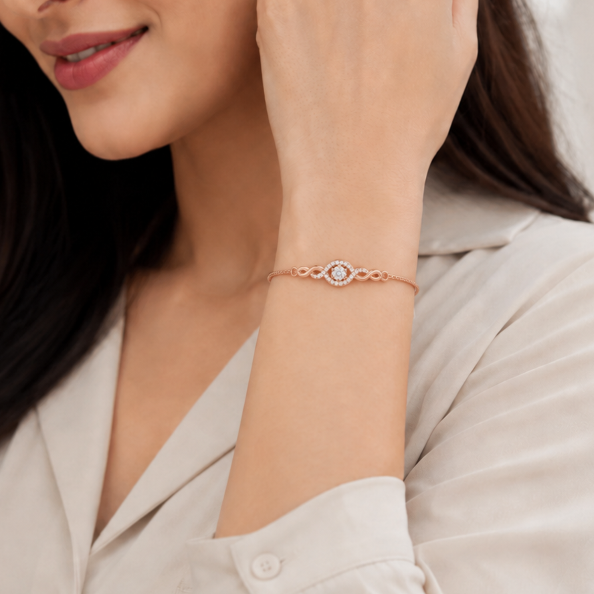 Eternal Halo Rose Gold Plated 925 Sterling Silver Bracelet
