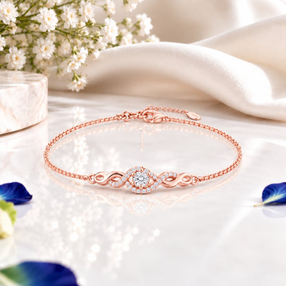 Eternal Halo Rose Gold Plated 925 Sterling Silver Bracelet