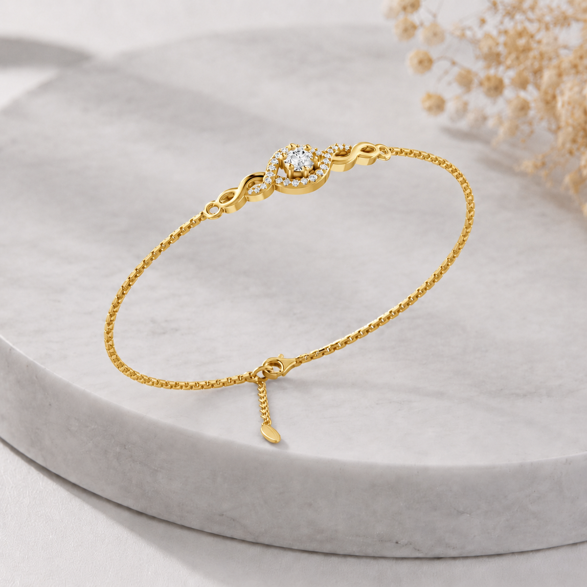 Eternal Halo Gold Plated 925 sterling silver bracelet