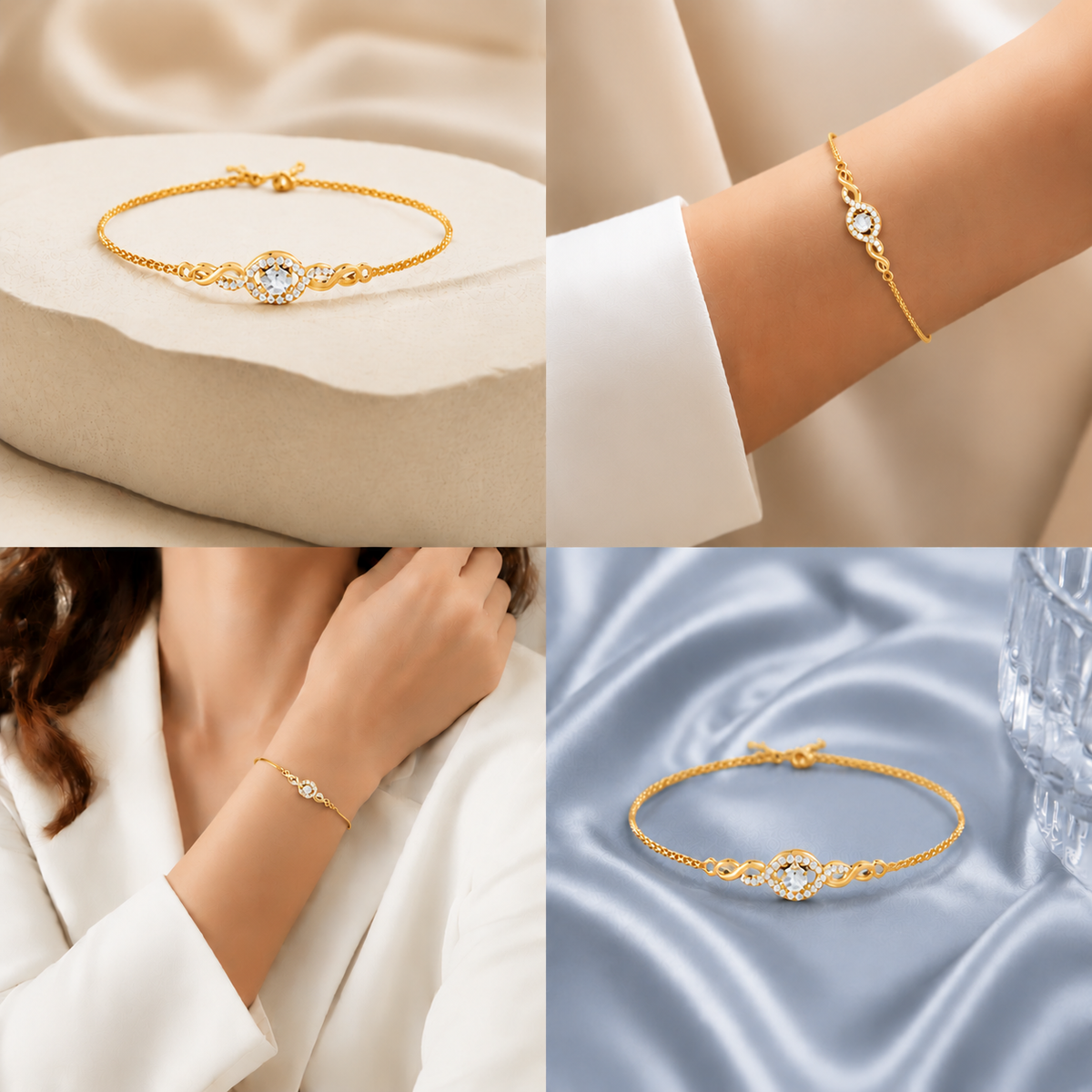 Eternal Halo Gold Plated 925 sterling silver bracelet