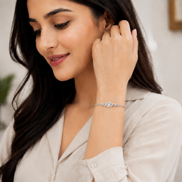 Eternal Halo Pure Rhodium Plated 925 sterling silver bracelet