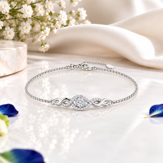 Eternal Halo Pure Rhodium Plated 925 sterling silver bracelet