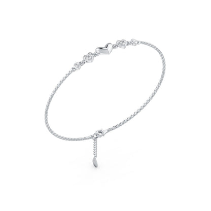 Heartfelt Trio Pure Rhodium Plated 925 Sterling Silver Bracelet
