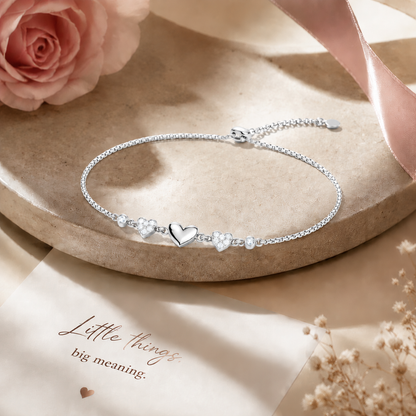 Heartfelt Trio Pure Rhodium Plated 925 Sterling Silver Bracelet