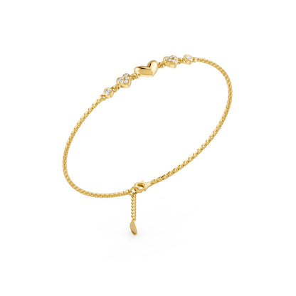 Heartfelt Trio Gold Plated 925 Sterling Silver Bracelet
