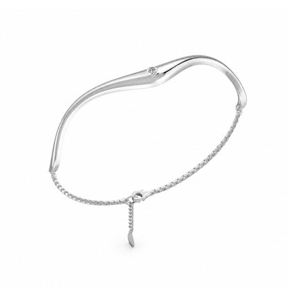 Serene Wave Rhodium Plated 925 Sterling Silver Bracelet