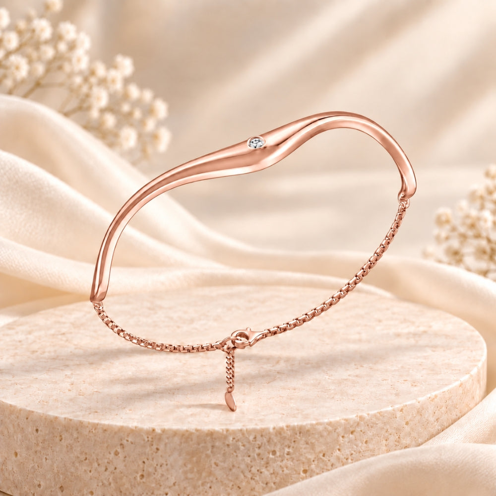 Serene Wave Rose gold 925 Sterling Silver Bracelet