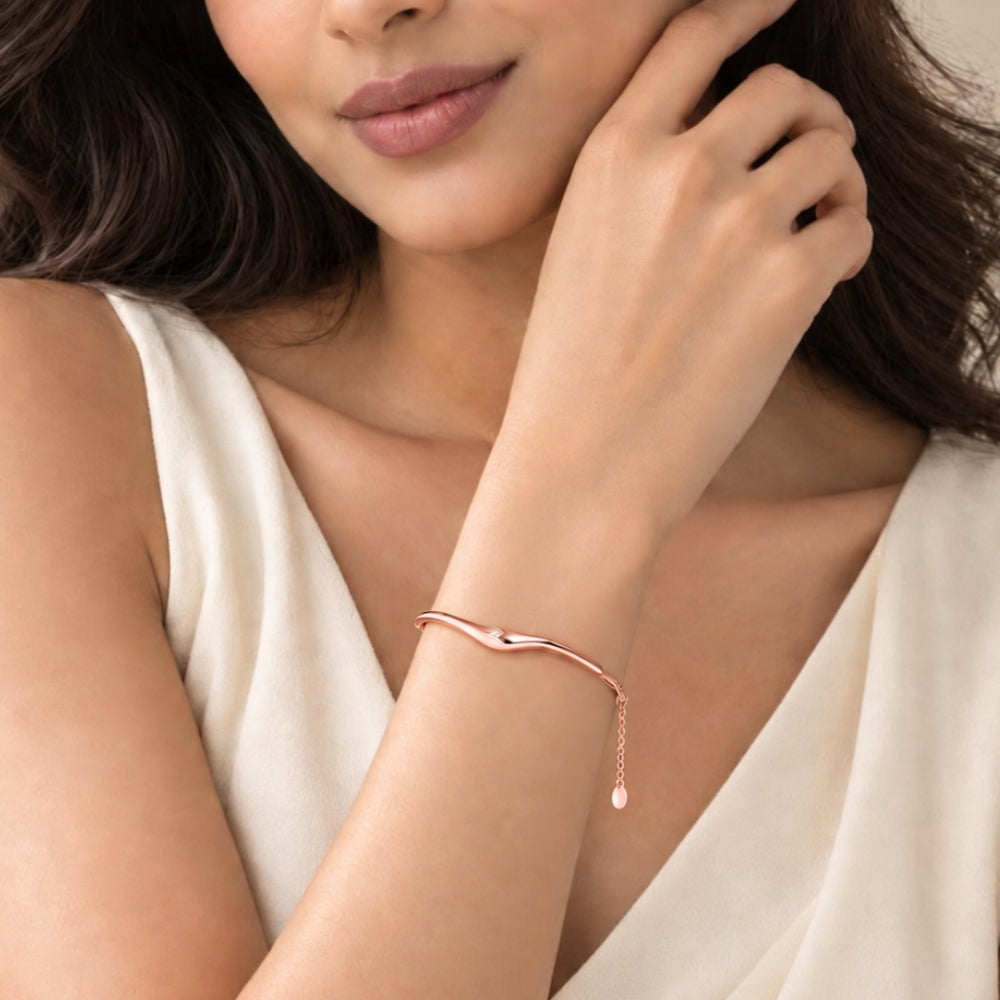 Serene Wave Rose gold 925 Sterling Silver Bracelet