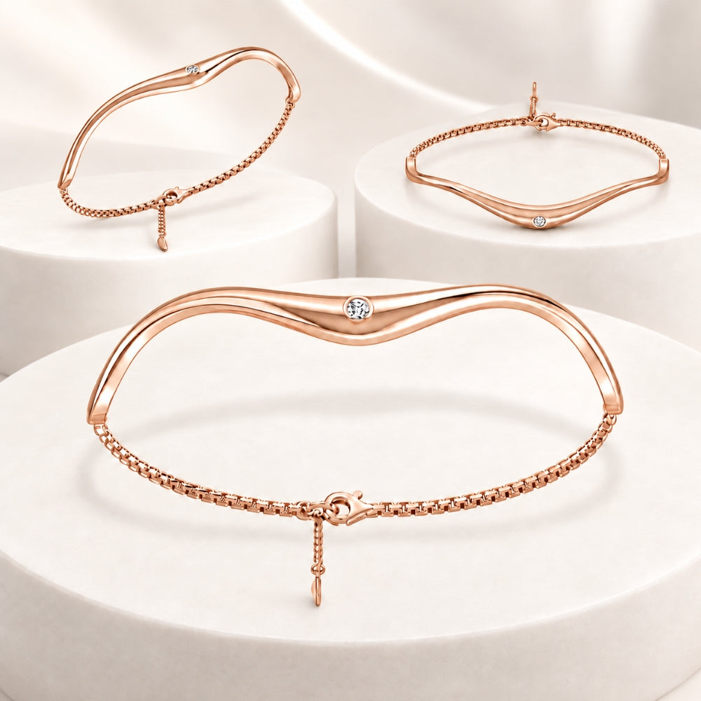 Serene Wave Rose gold 925 Sterling Silver Bracelet