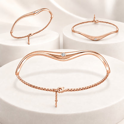 Serene Wave Rose gold 925 Sterling Silver Bracelet