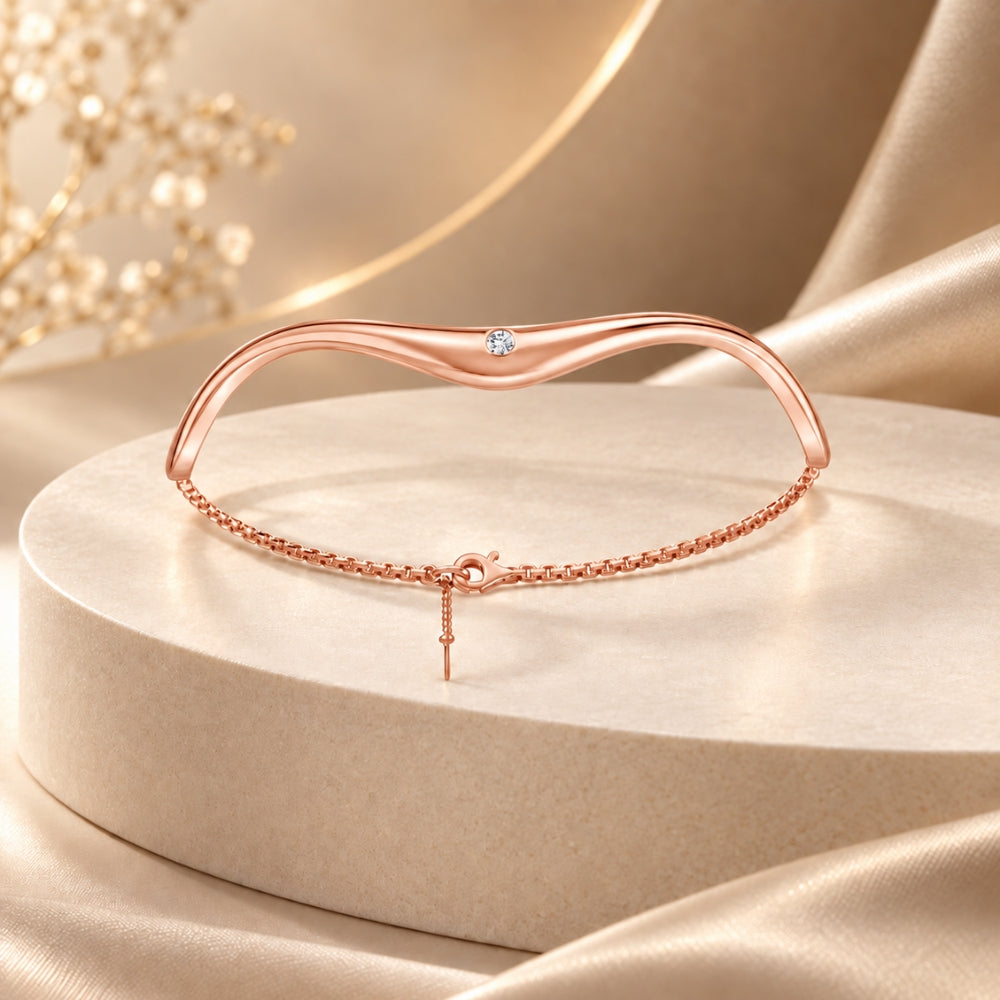 Serene Wave Rose gold 925 Sterling Silver Bracelet