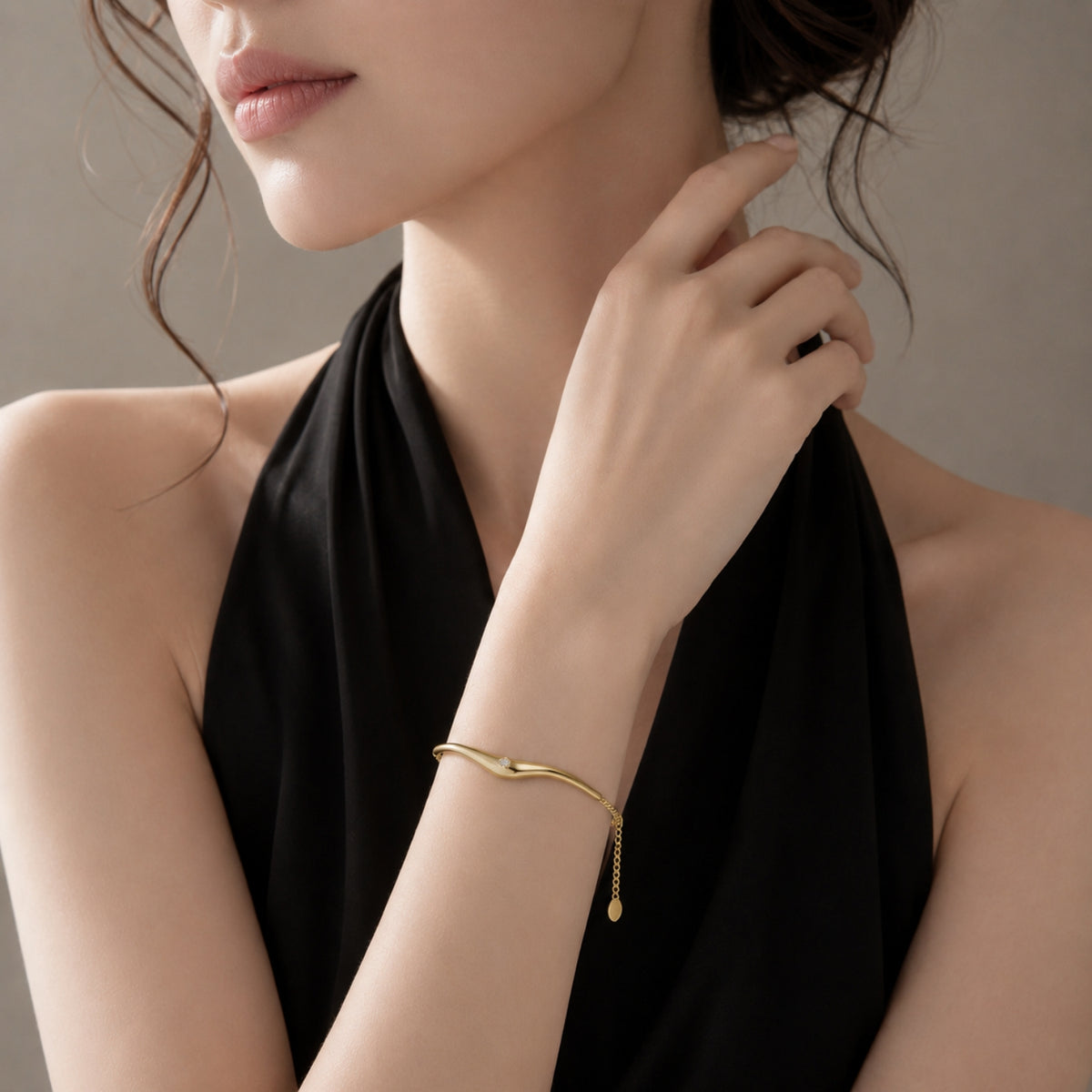 Serene Wave Gold Plated 925 Sterling Silver Bracelet