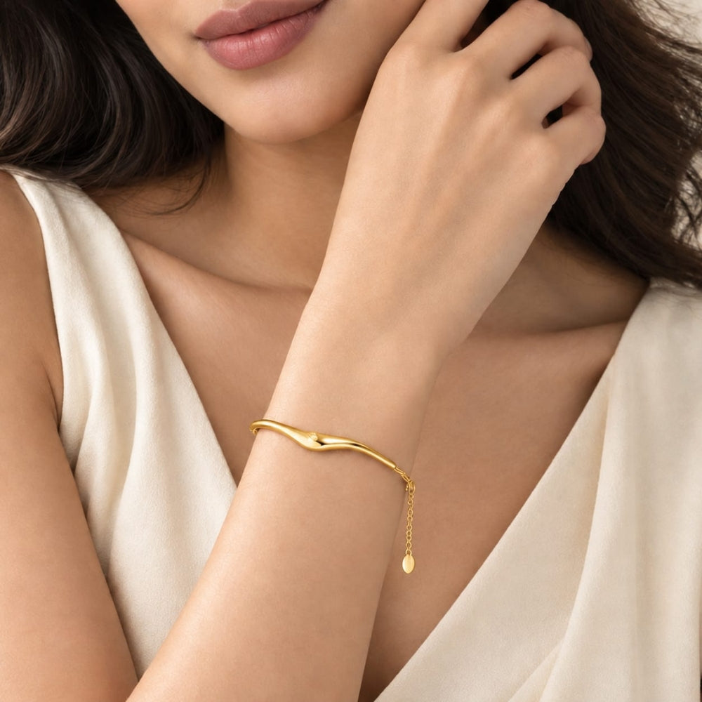 Serene Wave Gold Plated 925 Sterling Silver Bracelet