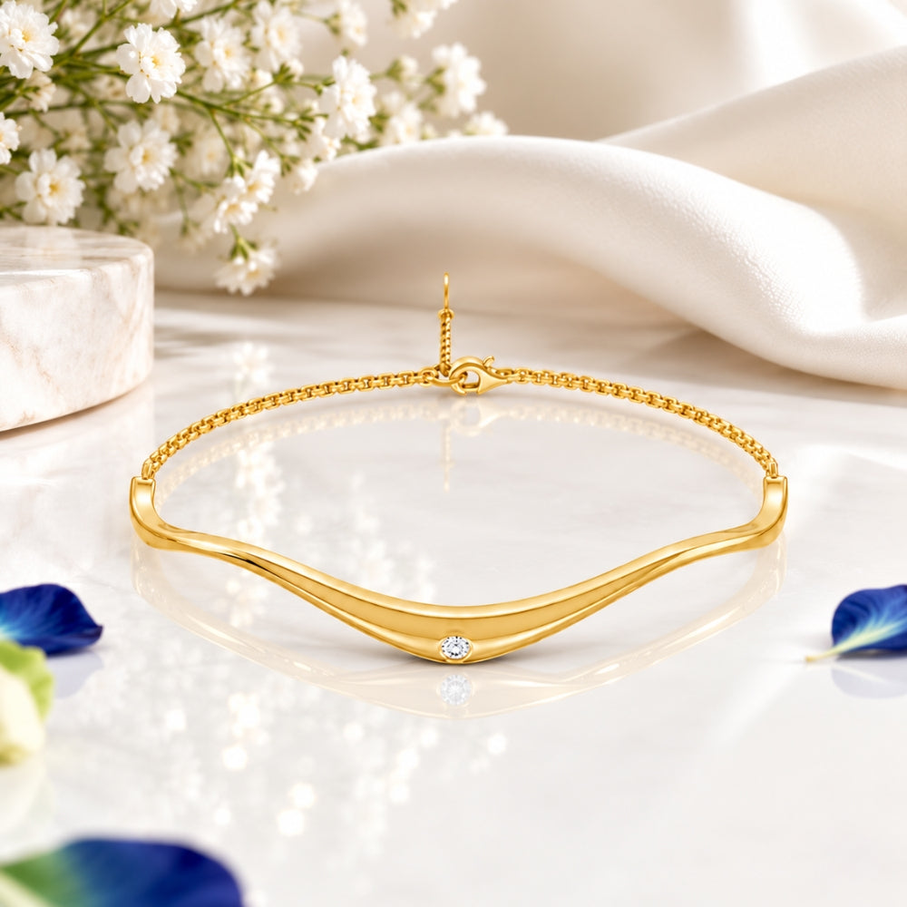 Serene Wave Gold Plated 925 Sterling Silver Bracelet