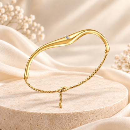 Serene Wave Gold Plated 925 Sterling Silver Bracelet