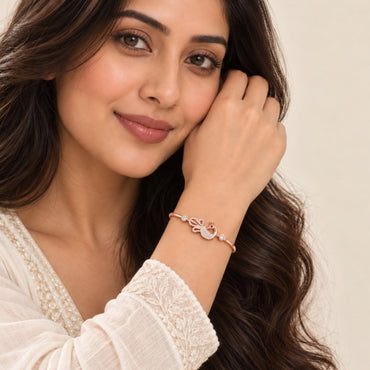 Mayura Grace Rose Gold 925 Sterling Silver Peacock Bracelet