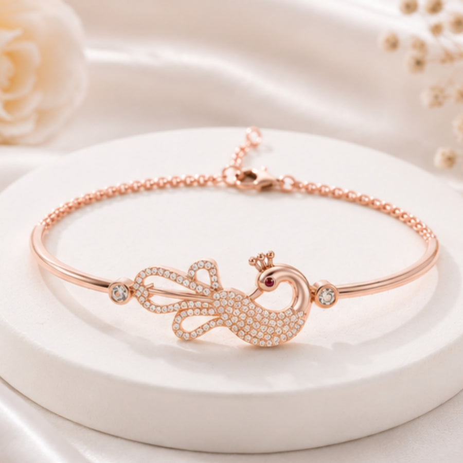 Mayura Grace Rose Gold 925 Sterling Silver Peacock Bracelet