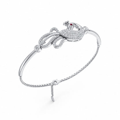Mayura Grace Pure Rhodium 925 Sterling Silver Peacock Bracelet