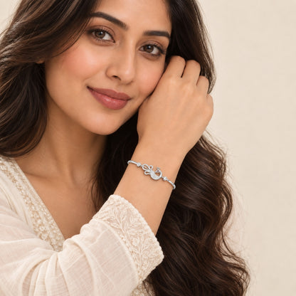 Mayura Grace Pure Rhodium 925 Sterling Silver Peacock Bracelet