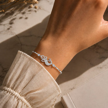 Mayura Grace Pure Rhodium 925 Sterling Silver Peacock Bracelet