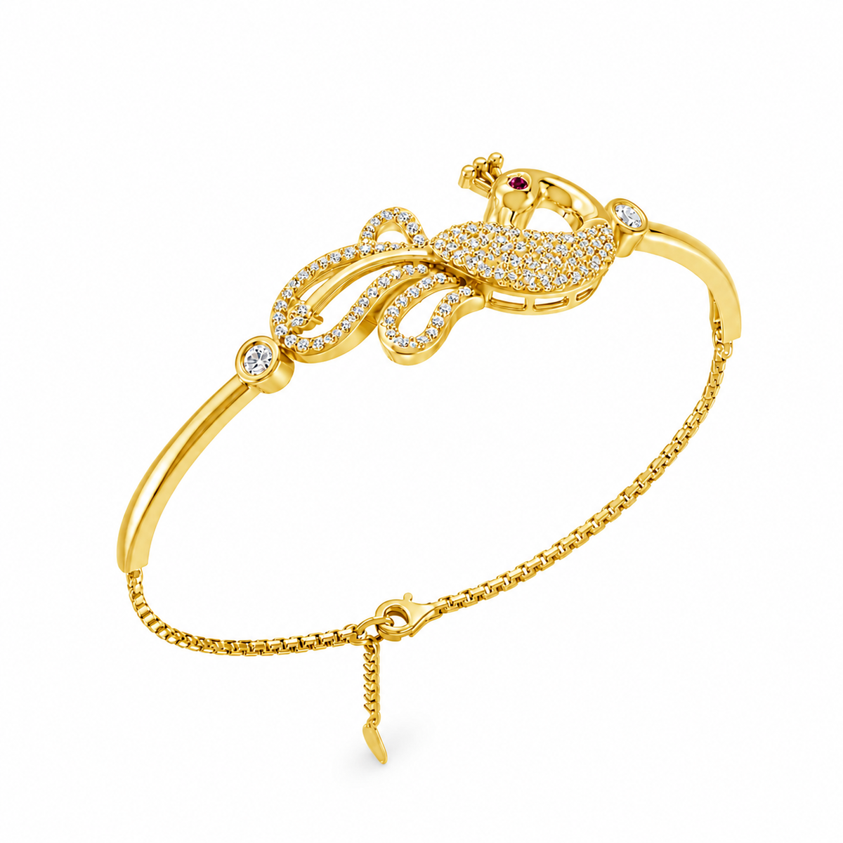 Mayura Grace Gold Plated 925 Sterling Silver Peacock Bracelet
