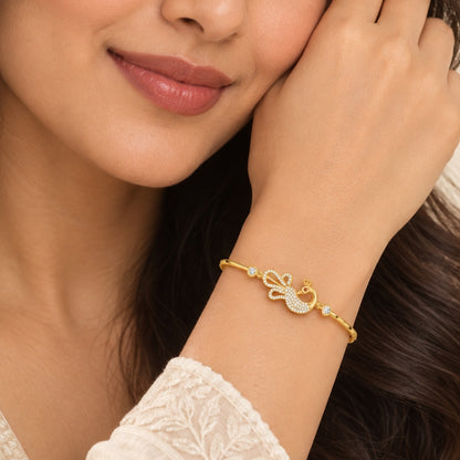 Mayura Grace Gold Plated 925 Sterling Silver Peacock Bracelet