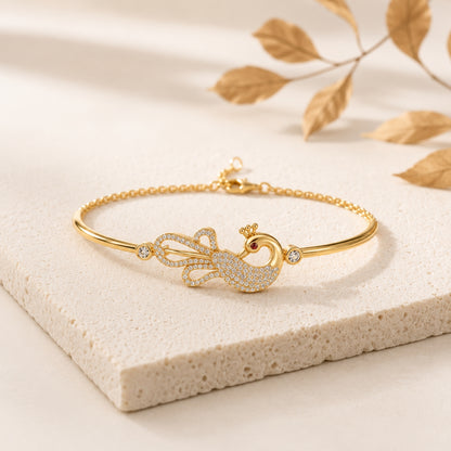 Mayura Grace Gold Plated 925 Sterling Silver Peacock Bracelet