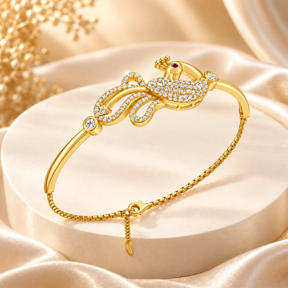 Mayura Grace Gold Plated 925 Sterling Silver Peacock Bracelet