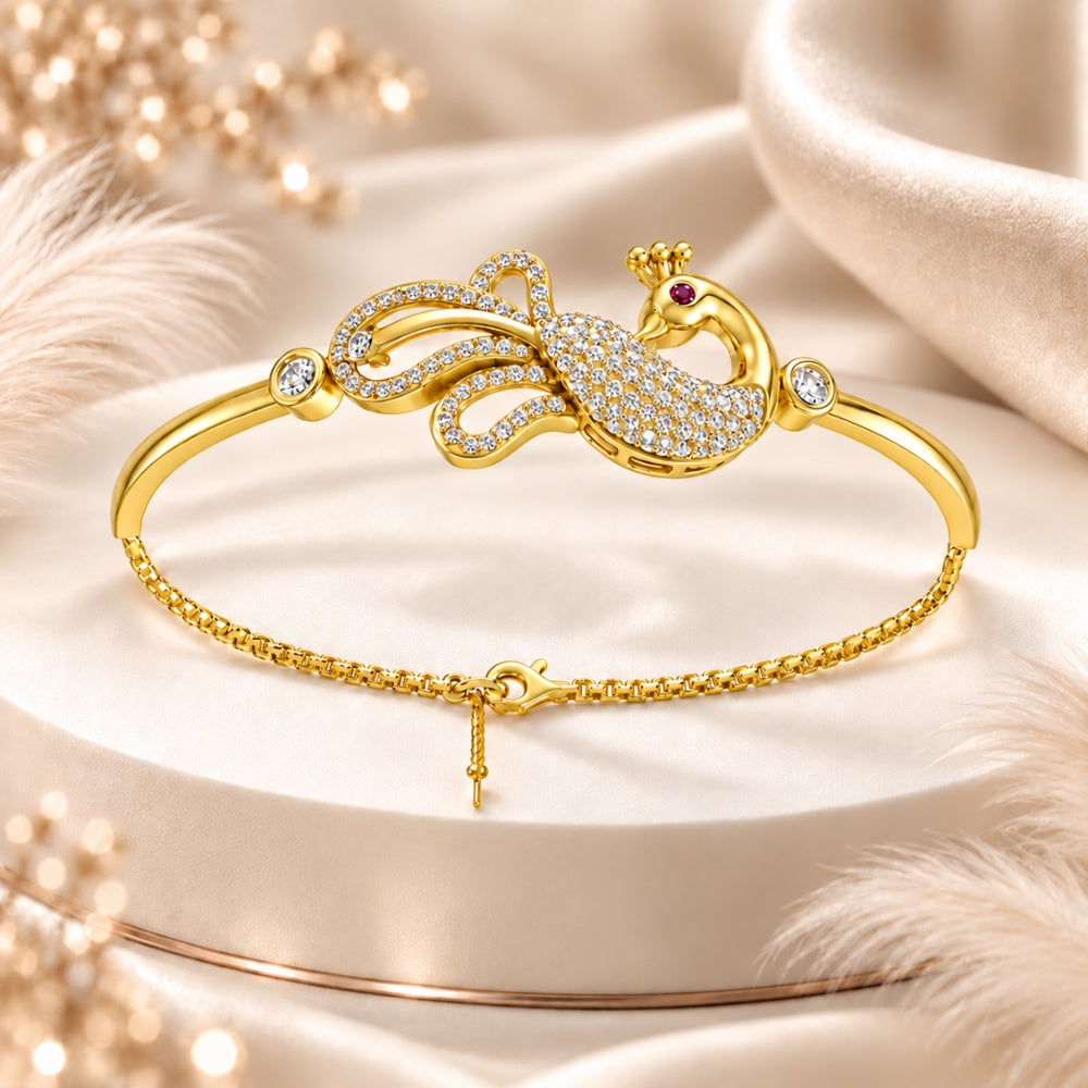 Mayura Grace Gold Plated 925 Sterling Silver Peacock Bracelet
