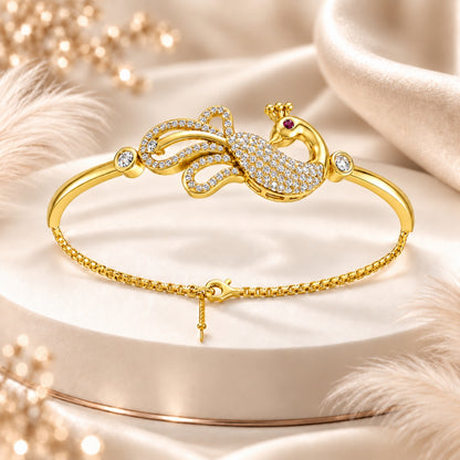 Mayura Grace Gold Plated 925 Sterling Silver Peacock Bracelet