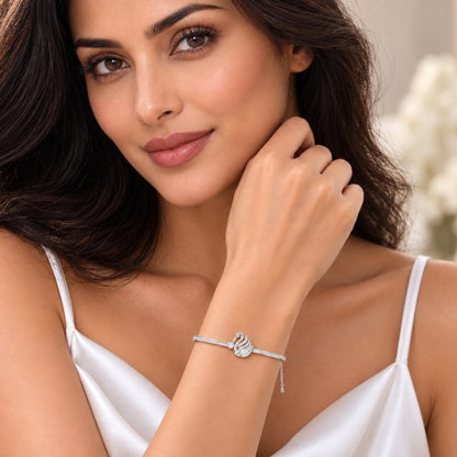 Swan Serenade Rhodium plated 925 Sterling Silver Bracelet