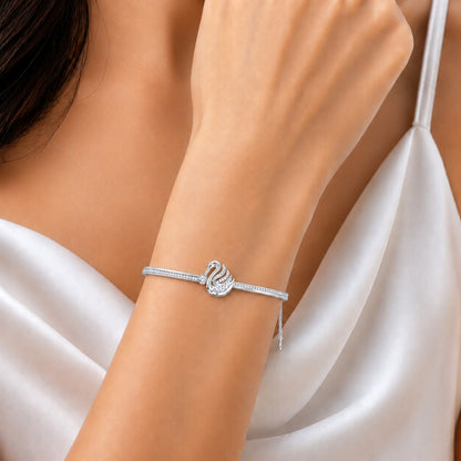Swan Serenade Rhodium plated 925 Sterling Silver Bracelet