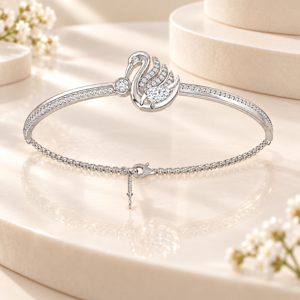 Swan Serenade Rhodium plated 925 Sterling Silver Bracelet