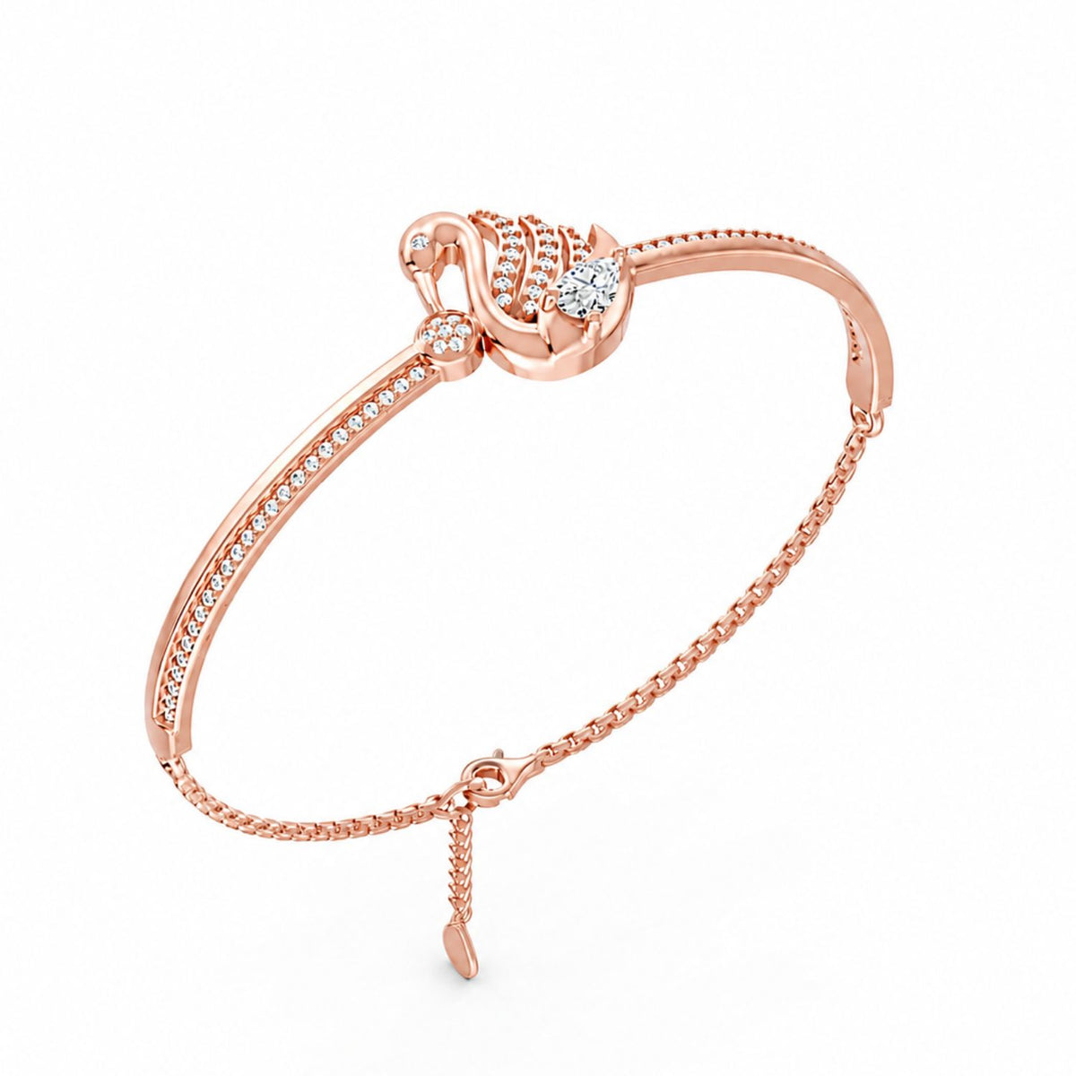Swan Serenade Rose Gold Plated 925 Sterling Silver Bracelet