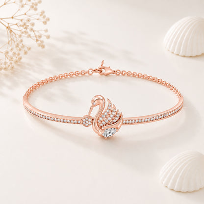 Swan Serenade Rose Gold Plated 925 Sterling Silver Bracelet