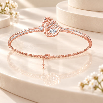 Swan Serenade Rose Gold Plated 925 Sterling Silver Bracelet