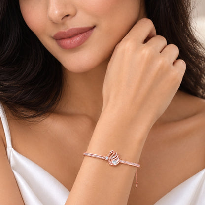 Swan Serenade Rose Gold Plated 925 Sterling Silver Bracelet
