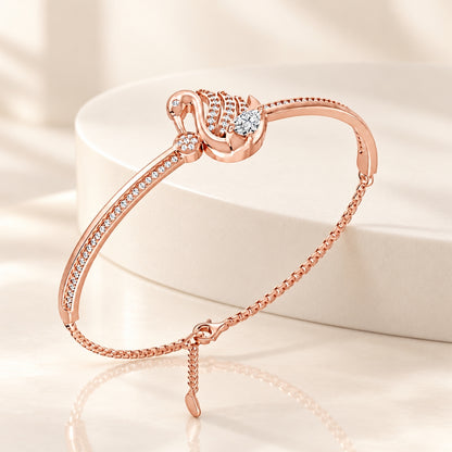 Swan Serenade Rose Gold Plated 925 Sterling Silver Bracelet