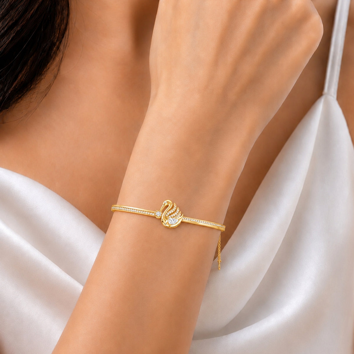 Swan Serenade Gold Plated 925 Sterling Silver Bracelet