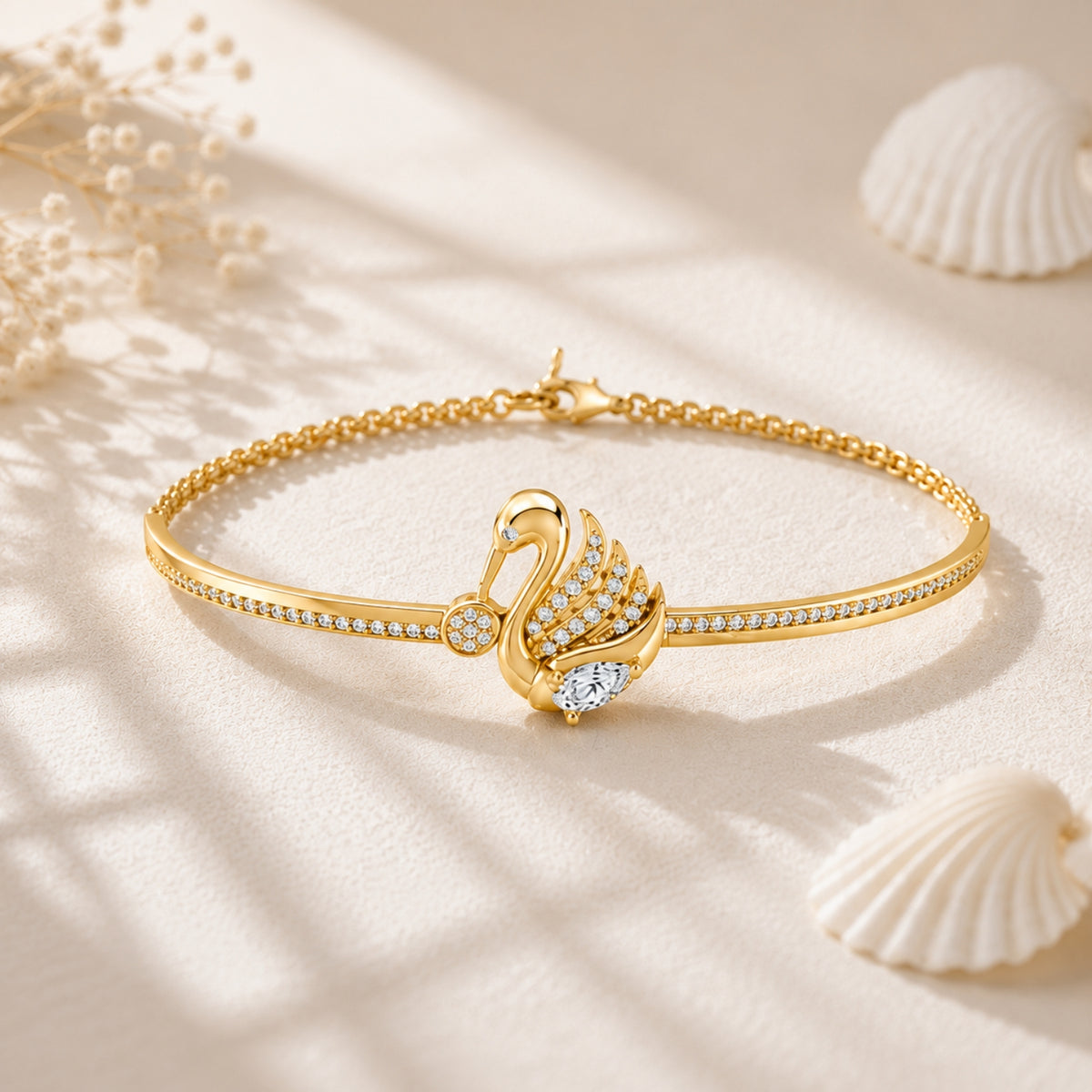 Swan Serenade Gold Plated 925 Sterling Silver Bracelet