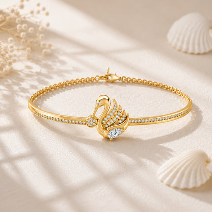 Swan Serenade Gold Plated 925 Sterling Silver Bracelet
