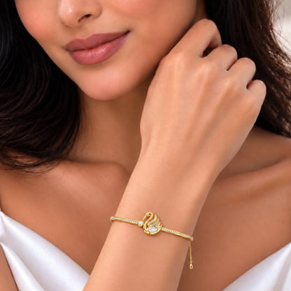 Swan Serenade Gold Plated 925 Sterling Silver Bracelet