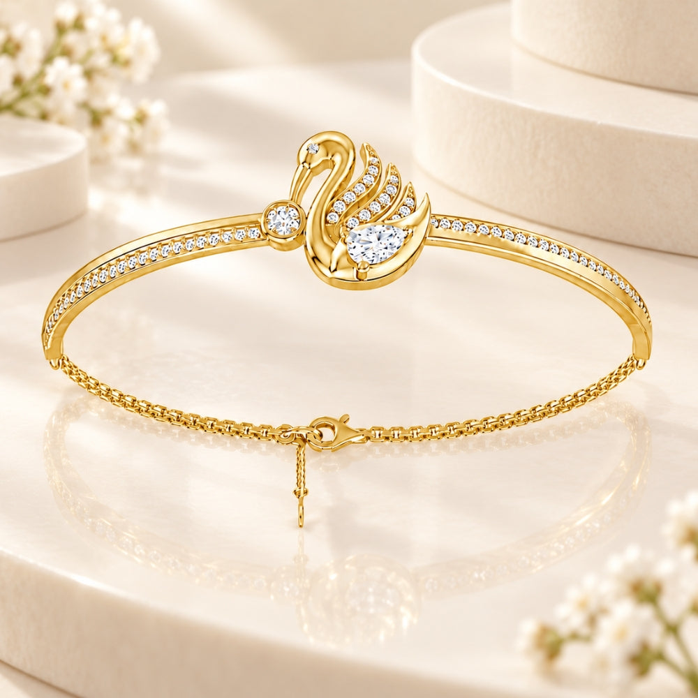 Swan Serenade Gold Plated 925 Sterling Silver Bracelet