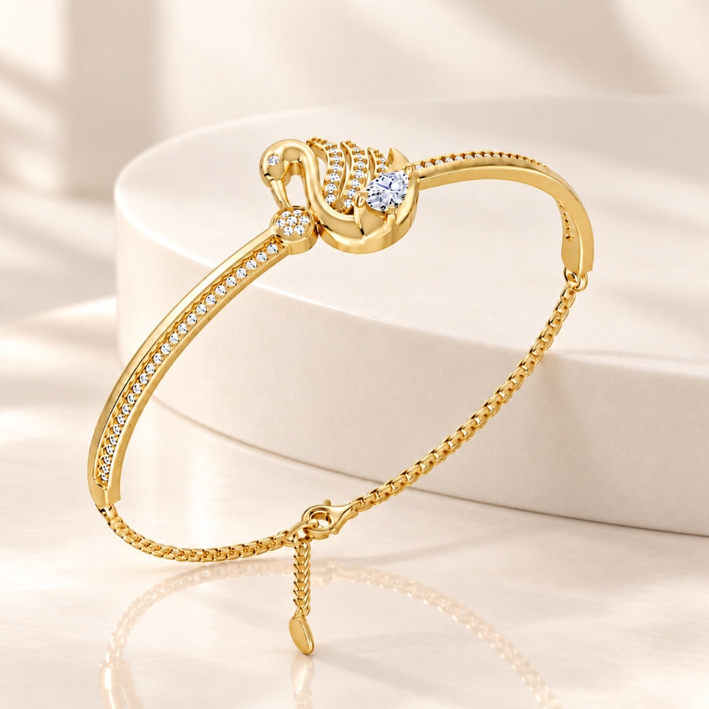 Swan Serenade Gold Plated 925 Sterling Silver Bracelet