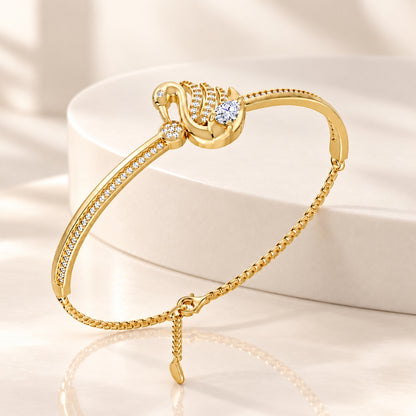 Swan Serenade Gold Plated 925 Sterling Silver Bracelet