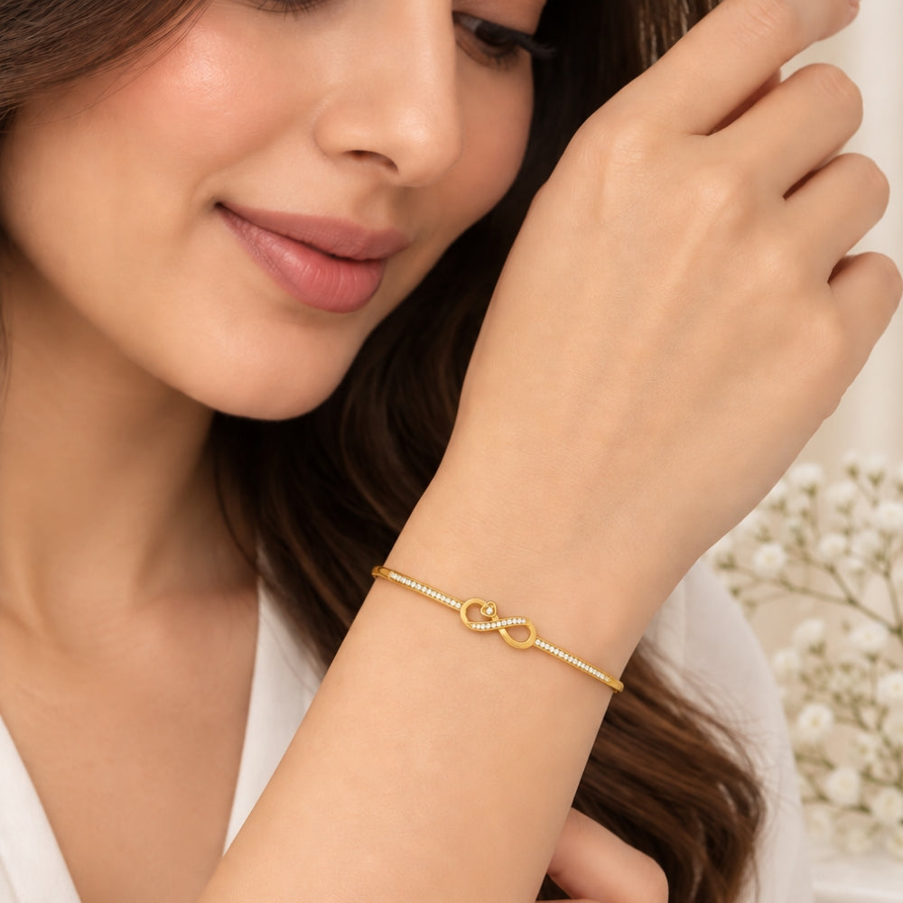Infinite Promise Gold Plated 925 Sterling Silver Infinity Bracelet